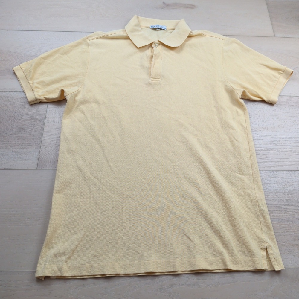 Loro Piana Mens Yellow Cotton Pique Short Sleeve Polo Shirt Size M Made in Italy